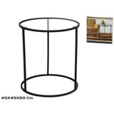 Metalni STOLIĆ S KALJENIM STAKLOM 45*45*50 CM CRNI Cijene