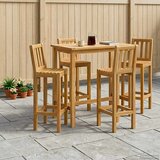 Vanjski bar set 5 pcs Neprerađeno Čvrsto teak drvo | shoptok.hr