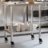 vidaXL Kuhinjski radni stol s kotačima 82 5x55x85 cm nehrđajući čelik | shoptok.hr