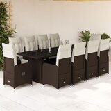 vidaXL Vrtna bistro garnitura 11-delna z blazinami rjav poli ratan Cene