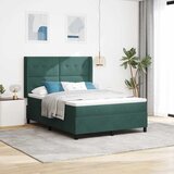 Box spring krevet s LED trakama Zelena 140 x 190 cm Baršun - Tamnozelena 140 x 190 cm Prošiveno gumbima Cijene
