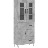 vidaXL Visoka komoda betonsko siva 69,5x34x180 cm inženirski les | Shoptok.si