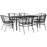 vidaXL Vrtni blagovaonski set od 7 dijelova crni poliratan staklo - Crna 160 x 80 x 74 cm 6 | shoptok.hr