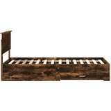  Okvir za krevet s uzglavljem Dimljeni hrast 90 x 190 cm | shoptok.hr