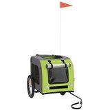 Prikolica za bicikl za pse zeleno-siva od tkanine i željeza | shoptok.hr