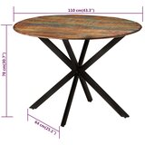 vidaXL Blagovaonski stol Ø 110x78 cm masivno obnovljeno drvo i čelik | shoptok.hr