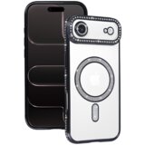 Onasi Silikonski ovitek Luxury MagSafe za iPhone 17 Air - prozorno črna z bleščicami | Shoptok.si
