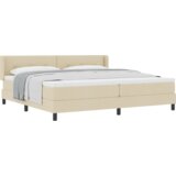  Krevet s opružnom podlogom s madracem krem 200x200 cm Tkanina | shoptok.hr