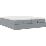 vidaXL Otomanski posteljni okvir z vzmetnicami siv 160x200 cm blago | Shoptok.si