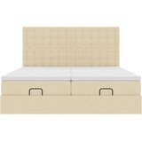 vidaXL Otomanski posteljni okvir z vzmetnicami krem 160x200 cm blago, (21611694) | Shoptok.si