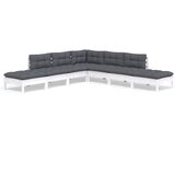 Maison Chic Seti vrtnega pohištva - Vrtna garnitura - Vrtni pohištvo set 7-delna z blazinami bela borovina, (21805345) | Shoptok.si