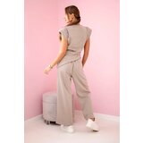 Kesi Włoski Set asymmetrical blouse + pants dark beige | Shoptok.si