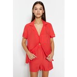 Trendyol Pomegranate Flower Viscose Shirt-Shorts Woven Pajama Set Cene