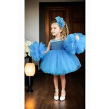 Dewberry N4732 Chiffon Sequined Girls Evening Dress-BLUE cene