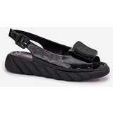 ARTIKER Leather Patent Women's Wedge Sandals with Decoration Black | shoptok.hr