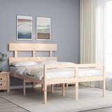 vidaXL Posteljni okvir z vzglavjem 140x190 cm trden les Cene