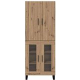  Visok predalnik 2 pcs Umetni hrast Inženirski les in steklo, (5000108347) Slike