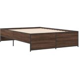 vidaXL Posteljni okvir rjav hrast 135x190 cm inženirski les in kovina, (21128493) | Shoptok.si