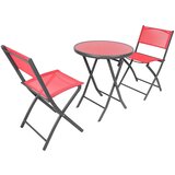  SASKA GARDEN 1056074 balkonski vrtni set – okrugli stol + 2 sklopive stolice, crveni | shoptok.hr