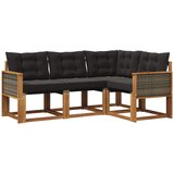 vidaXL Zunanja garnitura za sedenje z blazino 4 pcs Naravna in črna, (5000273234) | Shoptok.si
