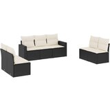 Maison Chic Seti vrtnega pohištva - Vrtna garnitura - Vrtni pohištvo set 7-delna z blazinami črn poli ratan, (21803213) | Shoptok.si