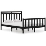  Posteljni okvir črn iz trdnega lesa 140x190 cm, (20644661) | Shoptok.si