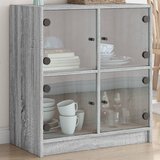 vidaXL Stranska omarica s steklenimi vrati siva sonoma 68x37x75,5 cm Cene