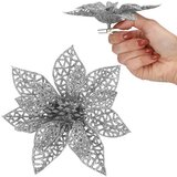 springos Božična zvezda, umetna roža, betlehemska zvezda, srebrna z bleščicami., (21638328) | Shoptok.si