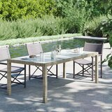 The Living Store Vrtna miza siva 190x90x75 cm kaljeno steklo in poli ratan - Vrtna Miza, (21472865) | Shoptok.si