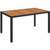 vidaXL Vrtna miza z leseno mizno ploščo črna 150x90x75 cm poli ratan Cene