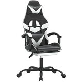  Gaming stol z oporo za noge črno in belo umetno usnje, (21377468) | Shoptok.si