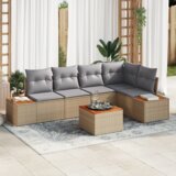 vidaXL 6-delni set vrtnih kavčev z blazinami bež poli ratan akacija | Shoptok.si