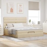  Otomanski krevet s madracem i LED krem 160x200cm tkanine | shoptok.hr