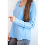 Kesi Włoski Women's sweater with viscose and V-neck blue | shoptok.hr