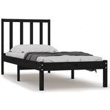 The Living Store Posteljni okvir črn iz trdne borovine 75x190 cm - Posteljni Okvir, (21526513) | Shoptok.si