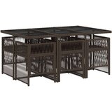  7-dijelni vrtni blagovaonski set s jastucima poliratan smeđi | shoptok.hr