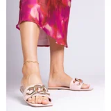 D/CEO marka niezdefiniowana Pink women's slides decorated with a chain Eladar