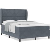 Box Spring Krevet s Madracem Tamno Siva 140x200 cm Baršun | shoptok.hr