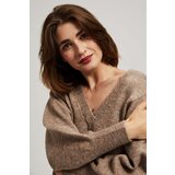Marisse Dark Beige V-Neck Sweater | shoptok.hr