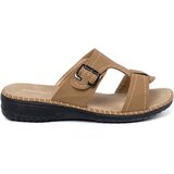 Shelvt Beige women's flip-flops with silver buckles | shoptok.hr