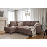 Miuform Rjava raztegljiva kotna sedežna garnitura iz rebrastega žameta (levi kot) Lofty Lilly – | Shoptok.si