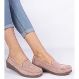 Gemre Pink eco-suede women's wedge loafers Sarimi | Shoptok.si