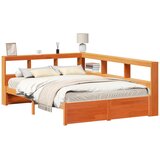 Krevet s policama s uzglavljem 2 pcs Vosak smeđa 200 x 140 cm | shoptok.hr