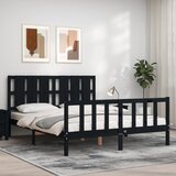 vidaXL Posteljni okvir z vzglavjem črn 5FT trden les | Shoptok.si