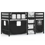  The living store otroški pograd z zavesami bel in črn 90x190 cm trdna borovina - otroški pograd, (21491632) | Shoptok.si