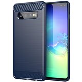 Cadorabo Ohišje, združljiv s Samsungom v brušenem modrem - zaščitnem pokrovu, narejen iz fleksibilnega silikona TPU v videzu iz nerjavečega jekla ogljika, (20589815) Cene