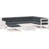  The Living Store Vrtna sedežna garnitura 8-delna z blazinami bela trdna borovina - Vrtna Sedežna Garnitura, (21451647) | Shoptok.si