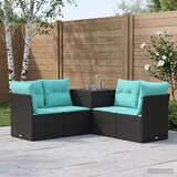  Set sofe 5 kom. Crna i Plava Poli Rattan i čelik | shoptok.hr
