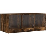 Maison Chic Klubska mizica - kavna mizica - Nizka mizica s steklenimi vrati dimljeni hrast 102x50x42 cm, (21753175) Cene
