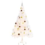  Umjetno osvijetljeno božićno drvce s kuglicama bijelo 150 cm | shoptok.hr